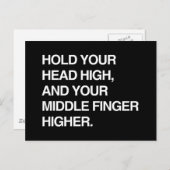 誇りを持って頭を高く上げ、さらに中指も高く上げろ。 ポストカード (正面/裏面)