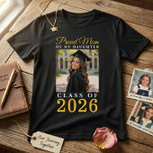 誇りを持つ母娘のブラックゴールド卒業ポートレート Tシャツ