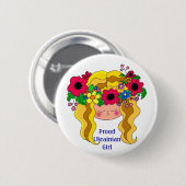 誇り高いウクライナの女の子のウクライナの民芸 缶バッジ (正面&裏面)