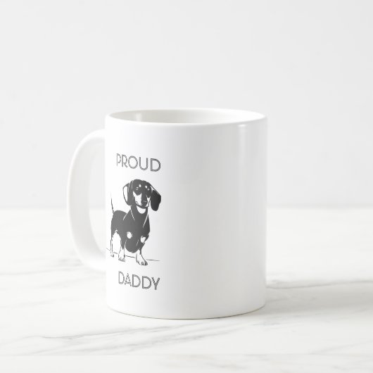誇り高いダックスフントのパパの図解入りの、写真付きのなウインナーのマグ コーヒーマグカップ (正面左)
