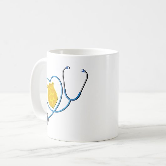 誇り高いナースの警官はコーヒー・マグをつなぎます コーヒーマグカップ (正面左)