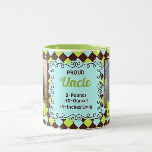 誇り高い叔父さんGreenおよびブラウンArglyeの写真 ツートーンマグカップ (中央)