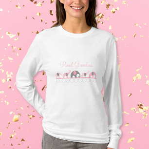 誇り高い祖母のピンク及び灰色象パレードのTシャツ Tシャツ