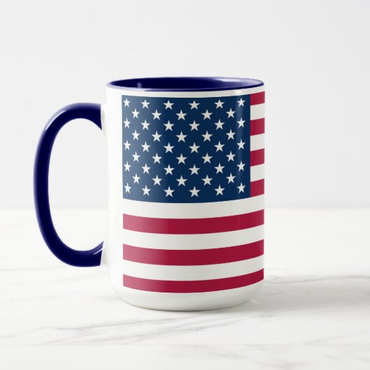 誇り高きアメリカ人 | 大きな15オンス アメリカ国旗 マグカップ (左)