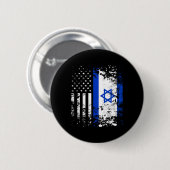 誇り高きイスラエル アメリカ国旗 愛国心 アメリカ 缶バッジ (正面&裏面)