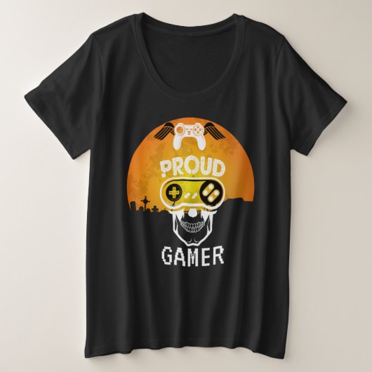 誇り高きゲーマー - ハロウィンのゲーキング・ナード プラスサイズTシャツ (デザイン正面)
