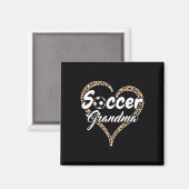 誇り高きサッカーおばあちゃんヒョウ柄ハート マグネット (正面/裏面)