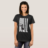 誇り高きジャーマンシェパード アメリカ国旗 Tシャツ (正面フル)