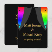 誇り高きハートに輝く ゲイのウェディング セーブ・ザ・デート 招待状 (正面/裏面)