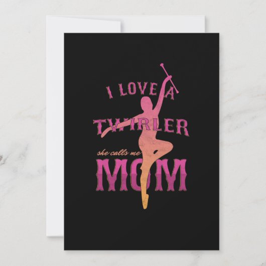 誇り高きマーチングバトン回し母 マーチングバトン回しママ I Love A 招待状 (正面)