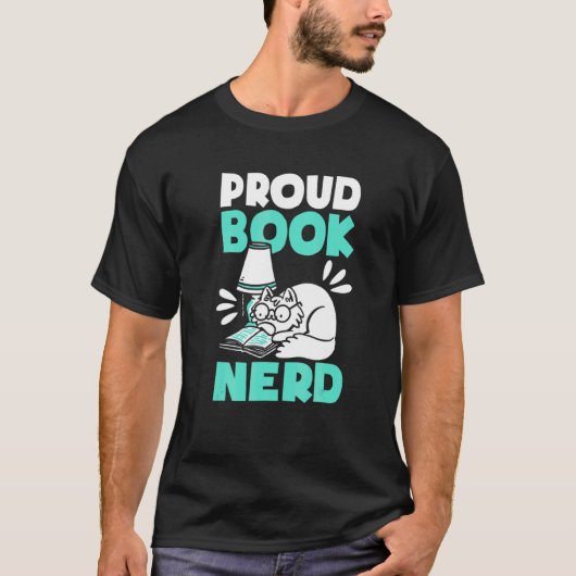 誇り高き本のマニア猫 本 読書 書籍 Tシャツ (正面)