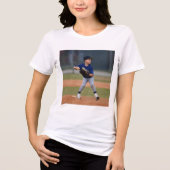 誇り高き野球ママ、選手の写真 トライブレンドTシャツ (正面)