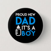 誇り高く新しいパパ男の子の新しいパパの男の子 缶バッジ (正面)