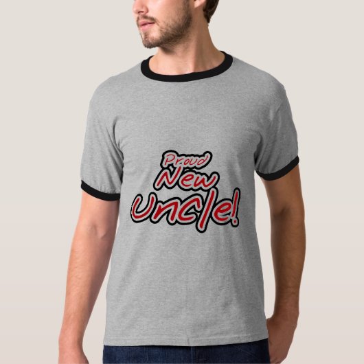 誇り高く新しい叔父さんの-赤くおよび黒い文字 Tシャツ (正面)