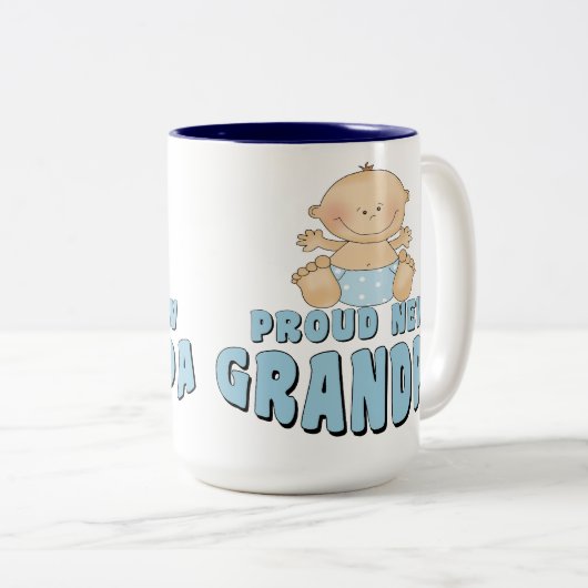 誇り高く新しい祖父の男の子 ツートーンマグカップ (正面右)