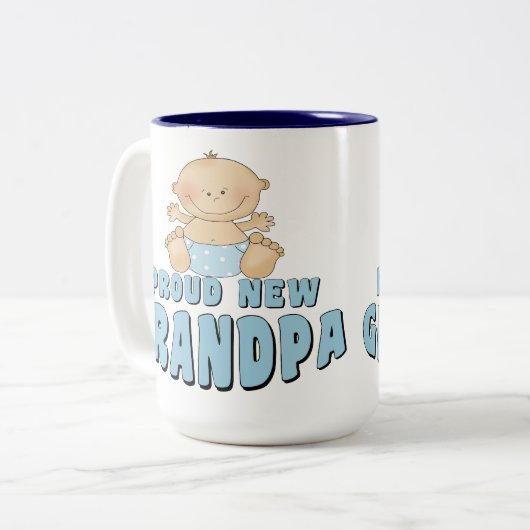 誇り高く新しい祖父の男の子 ツートーンマグカップ (正面左)