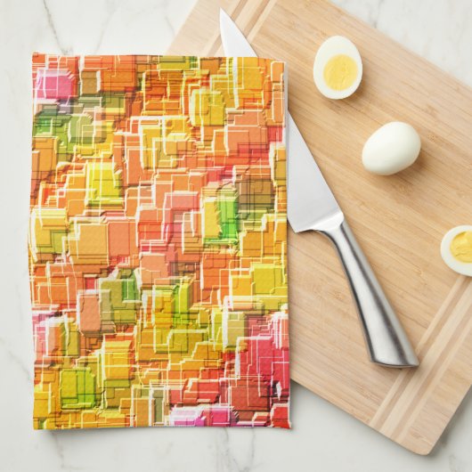 誇張されたエンボスの正方形のオーバーレイ投げ キッチンタオル (四つ折り)