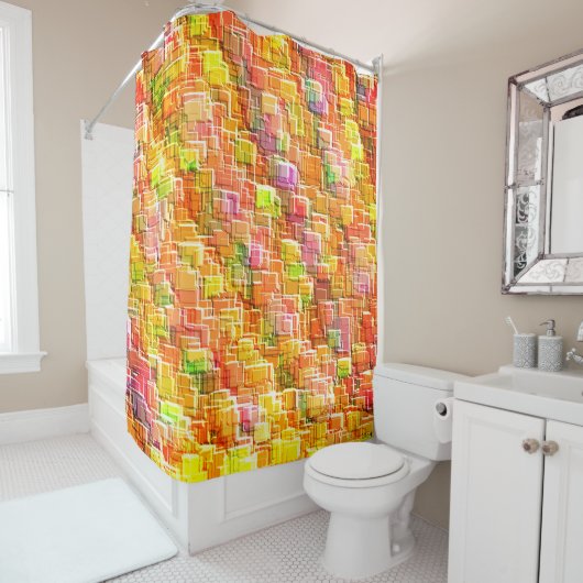 誇張されたエンボスの正方形のオーバーレイ投げ シャワーカーテン (インサイチュ)