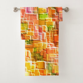 誇張されたエンボスの正方形のオーバーレイ投げ バスタオルセット