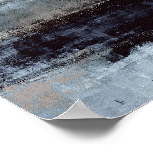 "誇張された"青い抽象芸術ア絵画ート ポスター (角)