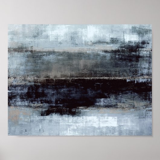 "誇張された"青い抽象芸術ア絵画ート ポスター (正面)