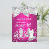 認めるスパークルティアラヒール甘い16ホットピンク 招待状 (スタンド正面)