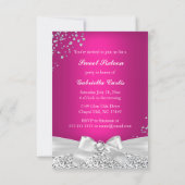 認めるスパークルティアラヒール甘い16ホットピンク 招待状 (裏面)