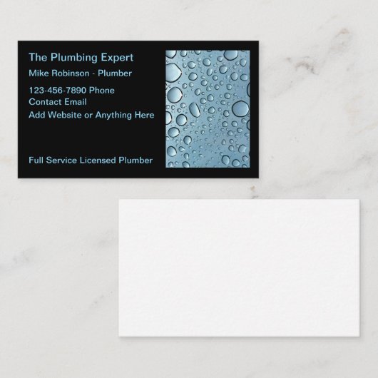 認可された配管工サービス水滴の名刺 名刺 (正面/裏面)