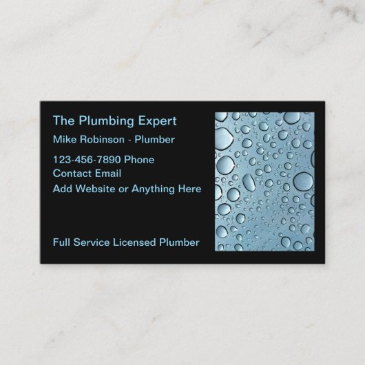 認可された配管工サービス水滴の名刺 名刺 (正面)