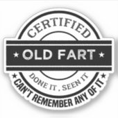 認定された古いファルトおもしろいシャツ退職金 シール (正面)