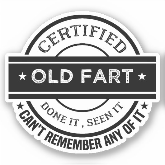 認定された古いファルトおもしろいシャツ退職金 シール (正面)