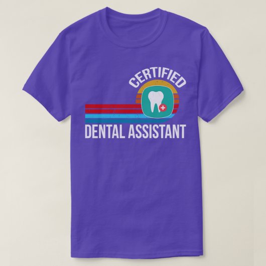 認定された歯科助手ヴィンテージレトロな職種 Tシャツ (デザイン正面)