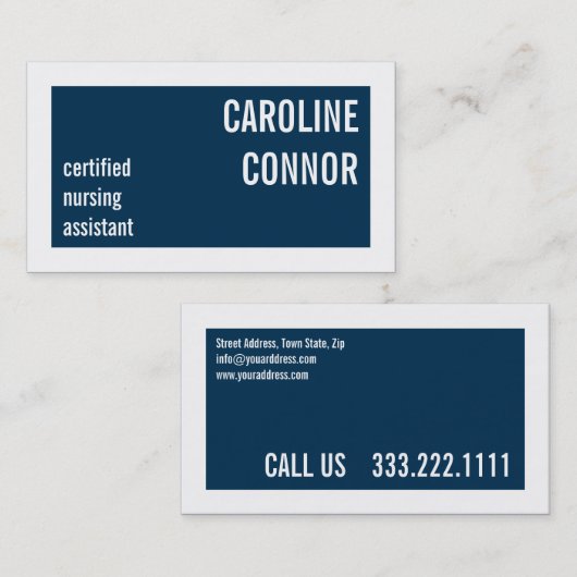 認定された看護アシスタントの青と白縁ど 名刺 (正面/裏面)