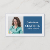 認定された看護アシスタントの青と白縁ど 名刺 (正面)