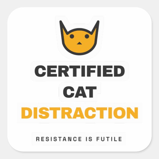 認定ねこディストラクション ねこステッカー ねこ好きにたまらない スクエアシール (正面)