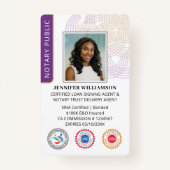 認定の公証人公開写真QRコードパープル バッジ (正面)