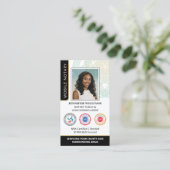 認定の公証人公開写真QRコードブラック 名刺 (スタンド正面)