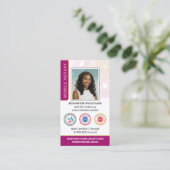 認定の公証人公開写真QRコードマゼンタ 名刺 (スタンド正面)