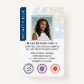 認定の公証人公開写真QRコードID青 バッジ (正面)