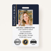 認定の公証人公開写真QRブルー金ゴールド バッジ (正面)