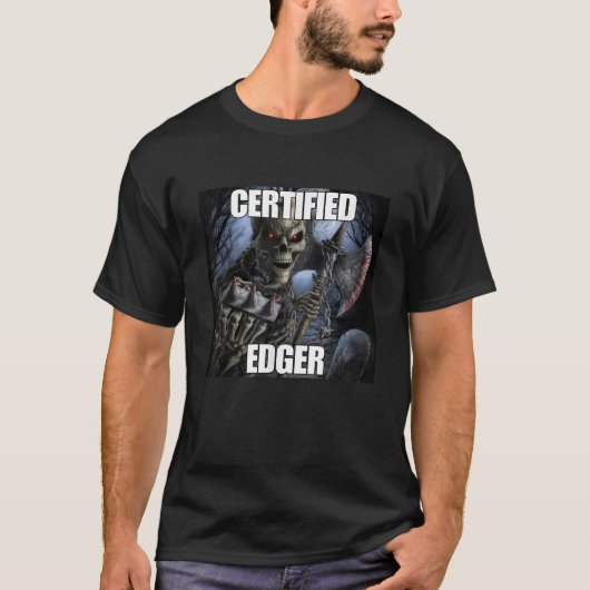 認定エドガーおもしろいクリンジ懸命スケルトンミーム Tシャツ (正面)