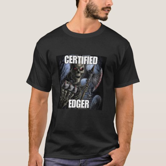 認定エドガーおもしろいクリンジ懸命スケルトンミーム Tシャツ (正面)