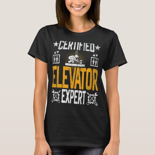 認定エレベータ整備士エキスパート – Elevator Insp Tシャツ (正面)