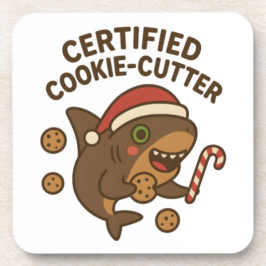 認定クッキーカッター面白いクリスマス鮫ダジャレ コースター (正面)