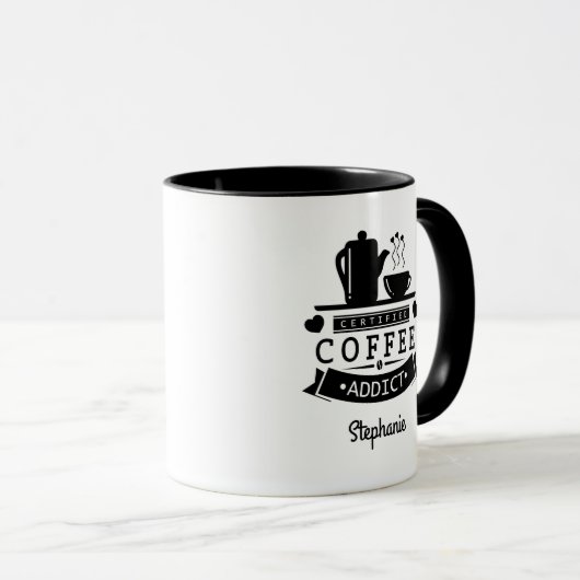 認定コーヒー中毒おもしろマグカップ マグカップ (正面右)