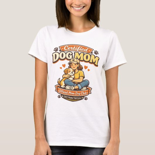 認定ドッグマムクラブ かわいいパピーデザイン Tシャツ (正面)