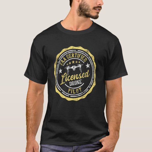 認定ドローンパイロットFaa認定クアドコプタードロ Tシャツ (正面)