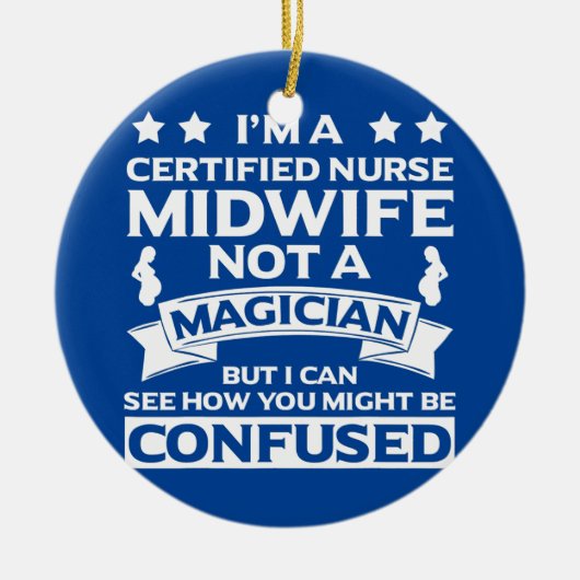 認定ナース助産師アパレルかわいいおもしろいナース セラミックオーナメント (正面)