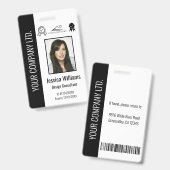 認定パーソナライズされた企業の者の黒ID バッジ (正面&裏面)