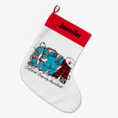 認定パーソナライズされた看護助手のクリスマス ラージクリスマスストッキング (正面 (吊り時))